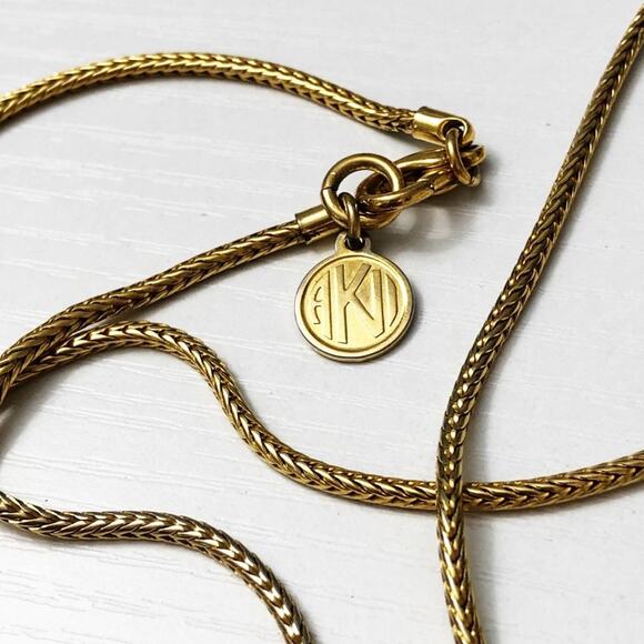 Anne Klein II Vintage Gold Squiggle Pendant Necklace - Picture 7 of 7